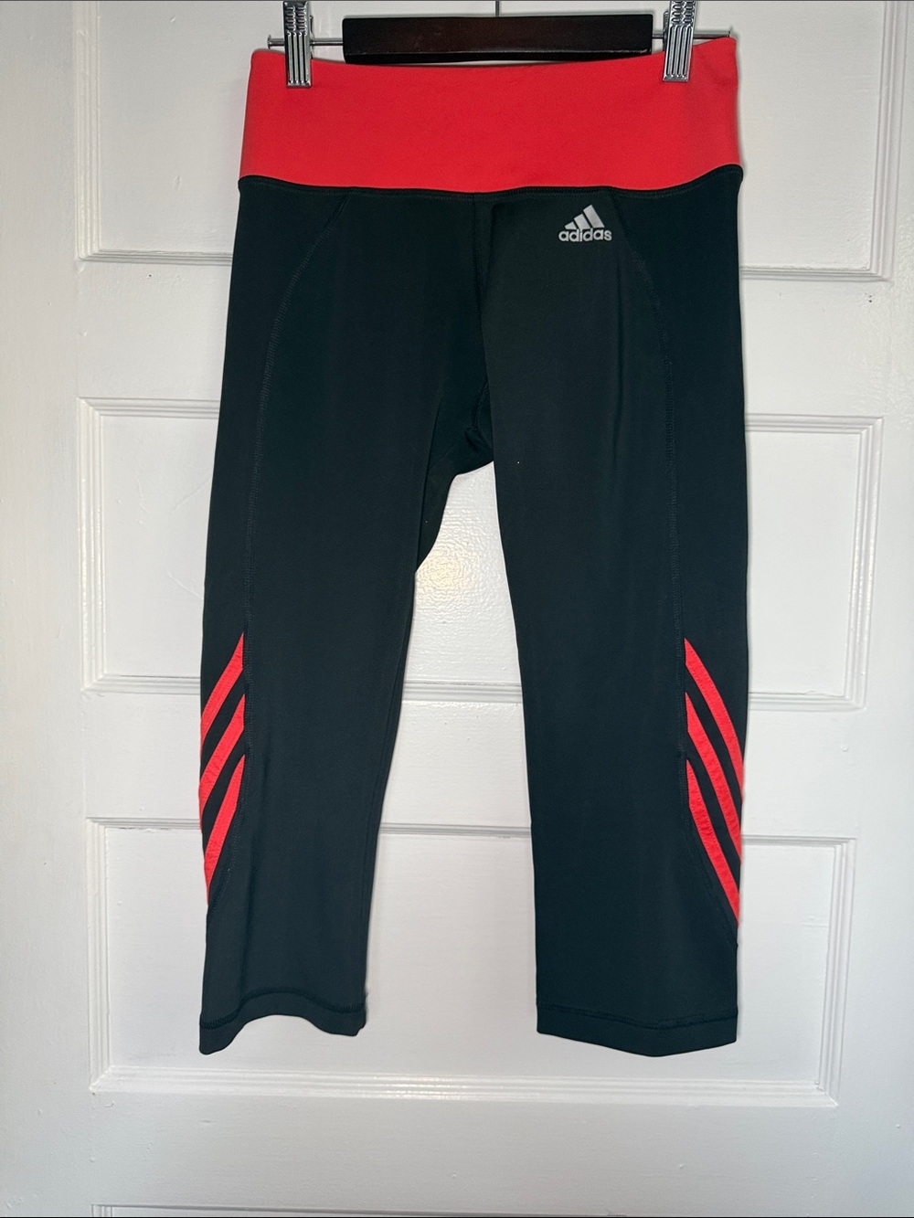 Adidas Black and Orange Sporty Capri Leggings